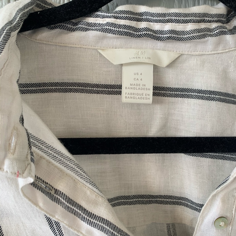 H&M Linen Vertical Striped Button Down Shirt - Picture 8 of 8